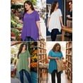 thumbnail image 4 of SHOWMALL Women‘s Plus Size Tops Short Sleeve Blouse White 2X Summer Swing Tunic Clothes Crewneck Clothing Flowy Tee Shirt for Leggings, 4 of 10