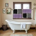 thumbnail image 4 of Purple Black Tier Curtains 24 Inch Length, Farmhouse Striped Modern Abstract Art Cafe Short Curtains for Bathroom Over Sink, Small Kitchen Curtain Light Filtering Tiered Drapes 2 Panels 27.5"Wx24"L, 4 of 8