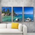 thumbnail image 2 of IDEA4WALL 3 Piece Framed Canvas Wall Art for Living Room, Bedroom Lake Tahoe Canvas Prints for Modern Home Decoration Ready to Hang, 2 of 4
