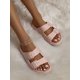 thumbnail image 4 of Women Double Buckle Decor Slides, PVC Fashion Flat Sandals Black, 4 of 4