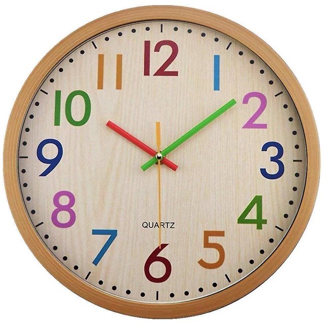 Reloj de pared para niños, decorativo y silencioso, para cocina, sala de estar, dormitorio, habitación para niños (blanco, 30cm / 12 & quot;) Feliz Sencillez