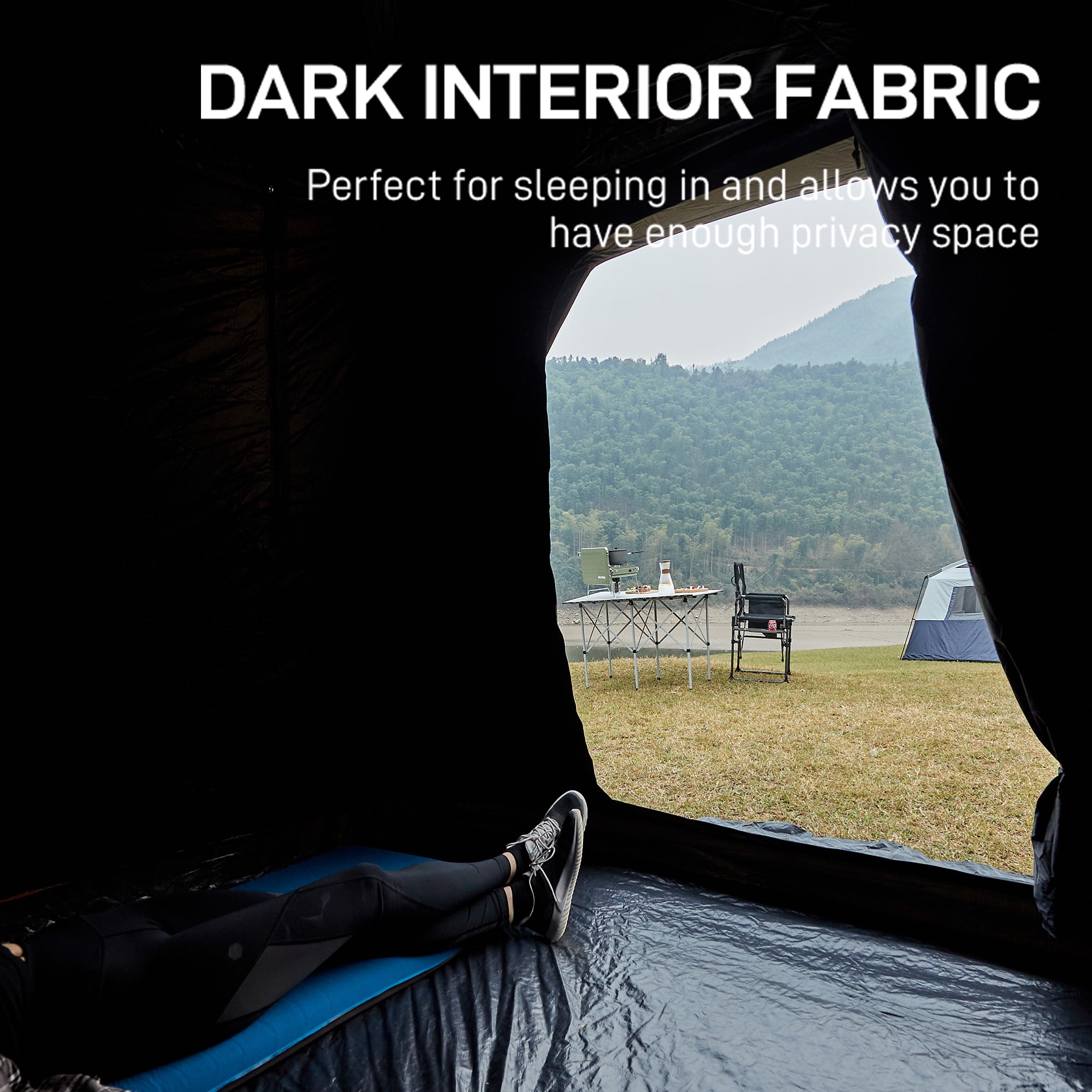 Blackout Camping Tent for 6 Person, Instant Cabin Tents with Rainfly, Quick Setup Design, Water-Resistant, Orange