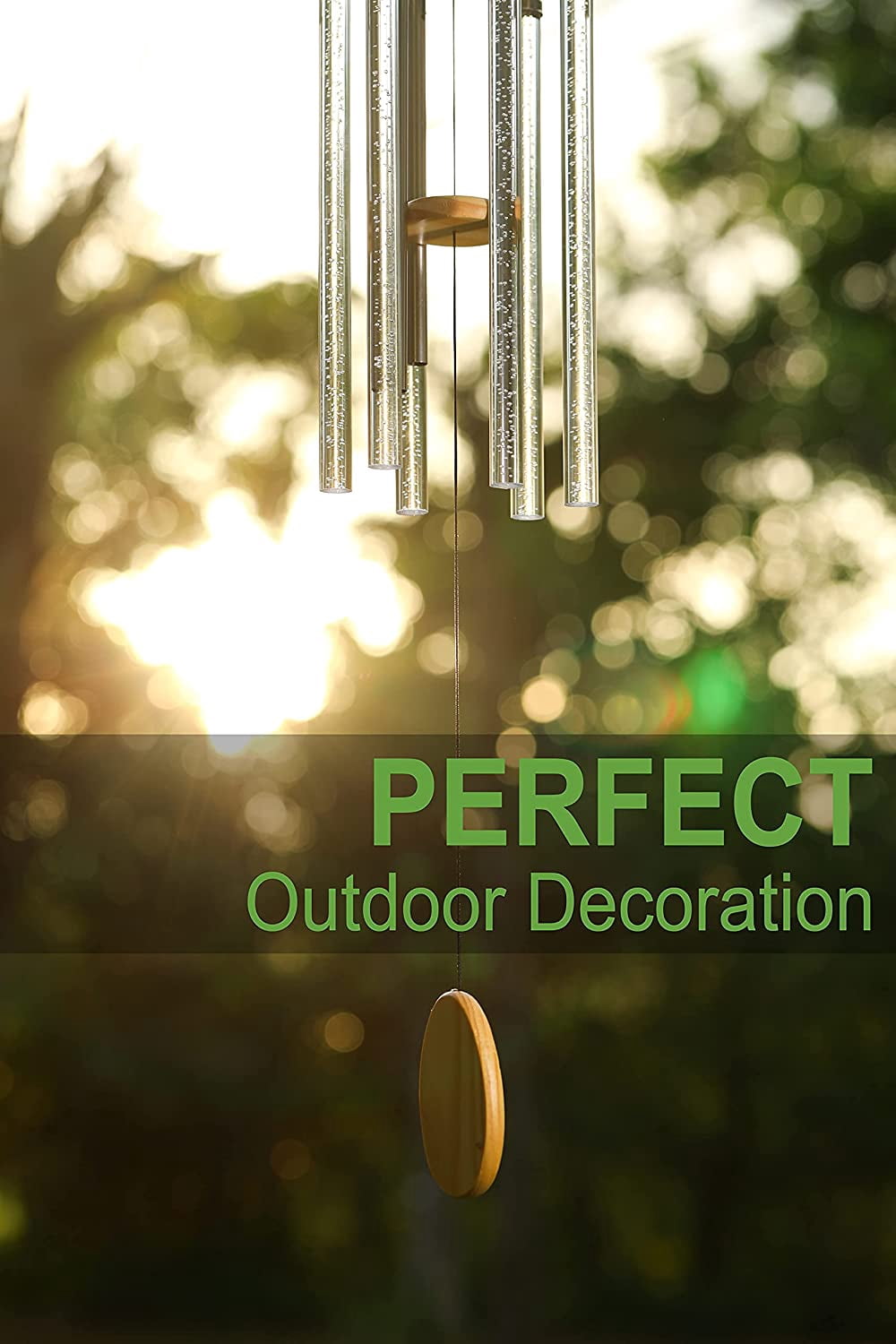 Outdoor solar wind chime, ANHXN light tube color changing outdoor clear space unique garden decoration colorful terrace, give her/him a gift