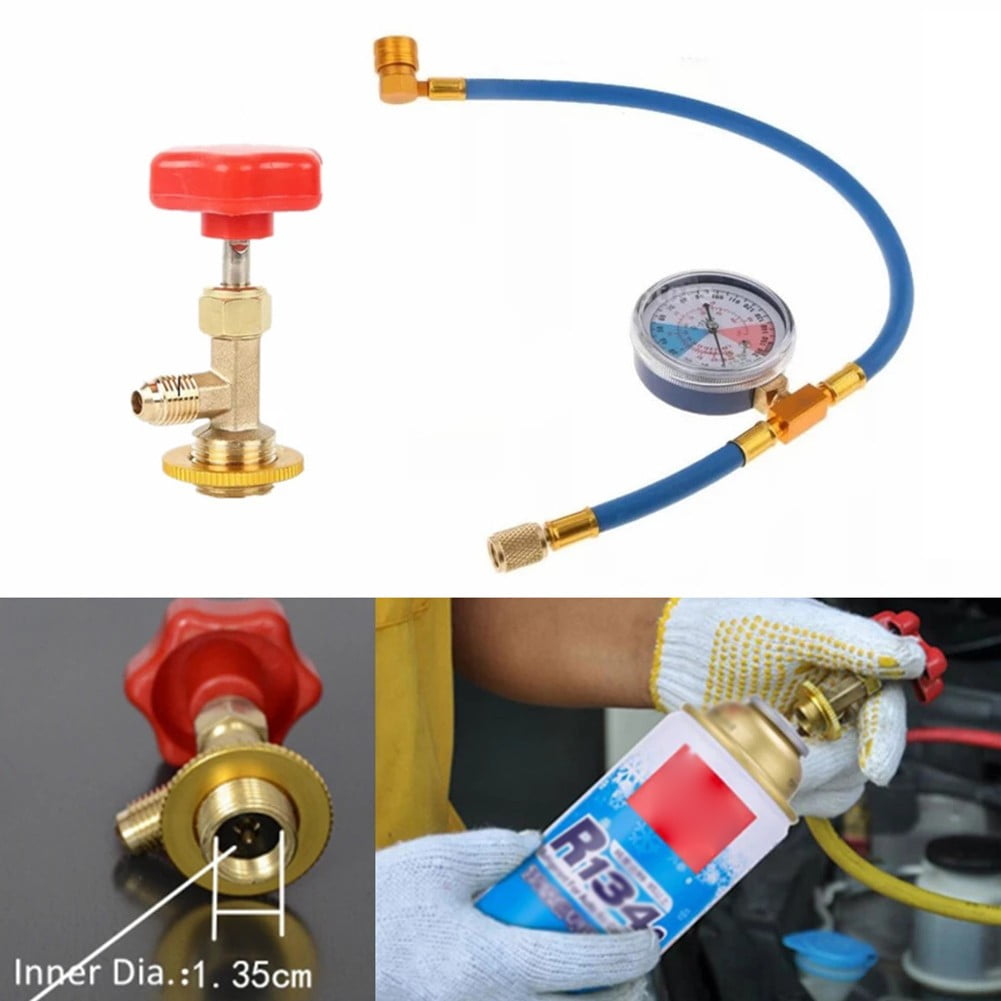 R134A Air Conditioning Recharge Measuring Hose Gauge Valve Refrigerant Pipe 