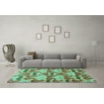 thumbnail image 3 of Ahgly Company Indoor Round Abstract Turquoise Blue Modern Area Rugs, 3' Round, 3 of 4