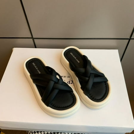 

silver Thick-soled Sandals and Slippers Women‘s Summer Outfit 2024 New Cloud Bubble Cross-strap Casual Beach Sandals