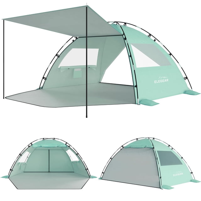 Carpa de playa Elegear con toldo para 6 a 8 personas, color verde