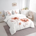 thumbnail image 3 of jejeloiu Watercolor Floral 7-Piece Bedding Comforter Set,Retro Flower Blossom King Bedding Sets,White Orange Bed Sheets For Teens,Breathable Home Decor Reversible, 3 of 8