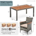 thumbnail image 2 of Demi Bonn 7 Pieces Patio Furniture Set, Cushioned PE Rattan Wicker Acacia Wood Dining Set with Umbrella Hole, Conversation Dining for Garden Poolside Balcony, Gray, 2 of 9