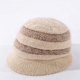 thumbnail image 5 of CoCopeaunts Bucket Hat for Women Knitted Plush Fisherman Hat Ear Protection Warm Bowler Hat Fashion Color Block Arrow Design, 5 of 8