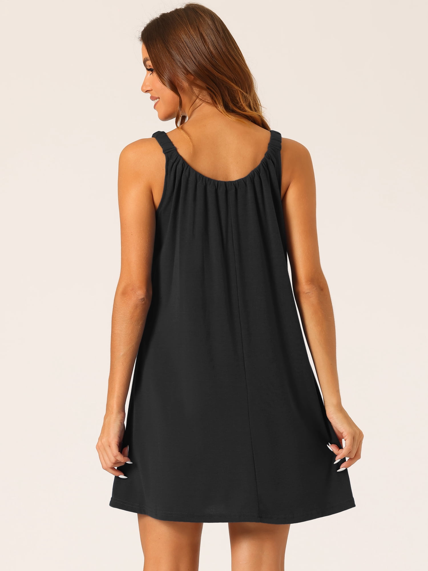 DARING DIVA Women's Sleepwear with Elastic Wide Strap and Large Hem XS Black