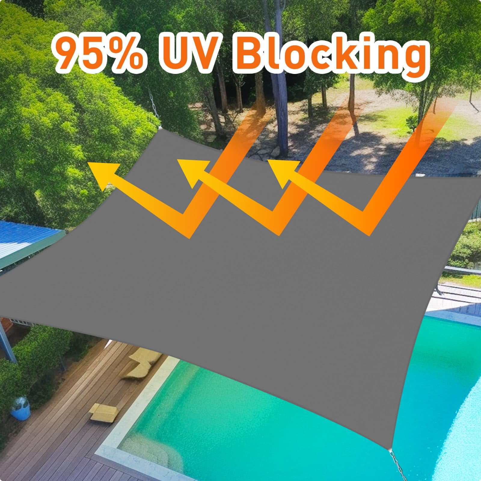 8'X12' HDPE Sunshade Sail, Dark Grey
