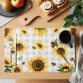 thumbnail image 2 of Sunflower Placemats Set of 8, Farmhouse Grey Buffalo Check Floral Bee Placemats for Dining Table, Place Mats for Kitchen Tabletop, Waterproof Wipeable Dining Table Mats Set, 2 of 9
