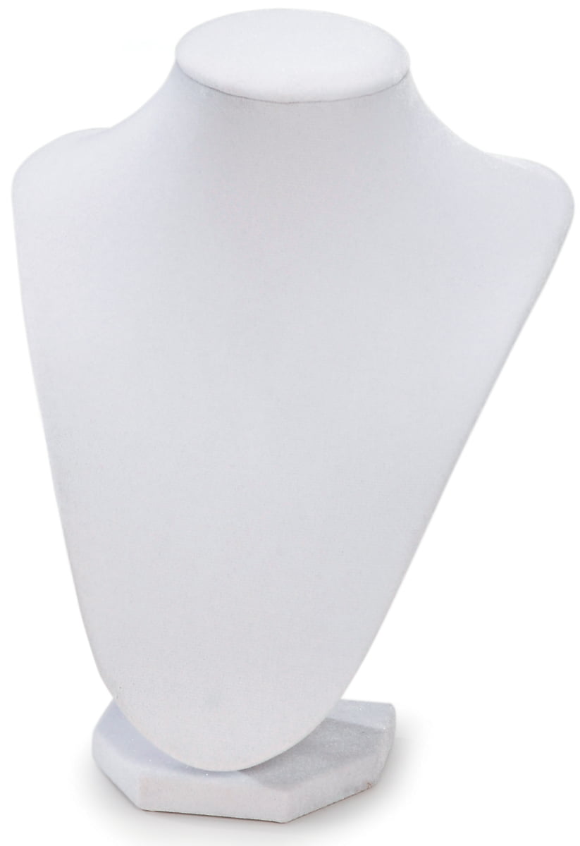 Darice Bust Necklace Stand 9 Inches White Velvet 