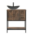 thumbnail image 4 of ELECWISH 30" Bathroom Vanity, Farmhouse Bathroom Vanity with Sink Combo Set, Rustic Brown Modern Wood Cabinet with Black-White Gradient Boat Sink, 4 of 7