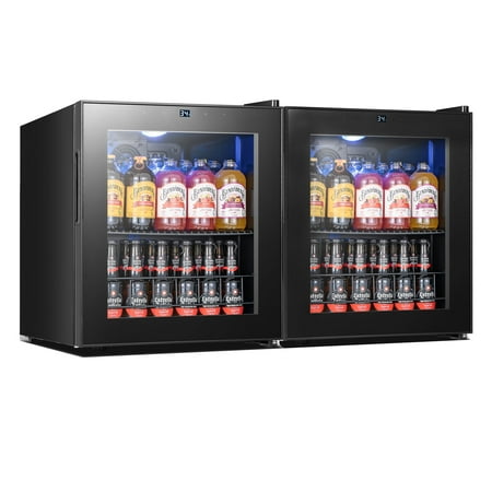 Yeego Beverage Refrigerator, 130 Can Mini Fridge With Glass Door for Home/Dorm/Office, 2 Pack
