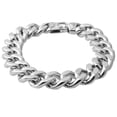 thumbnail image 5 of QQTDFG 7-11" Classic Mens Chain Wristband 316L Stainless Steel Curb Cuban Link Bracelet-Silver-15mm wide-8 inch, 5 of 8
