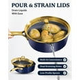 thumbnail image 3 of Granitestone Hammered 4 Qt Saute Pan with Lid - 12 Inch Non Stick Frying Pan with Strainer Holes, Cooking Pan, Nonstick Skillet, Induction Pan, Ceramic Pan, Dishwasher Safe, Navy, 3 of 8