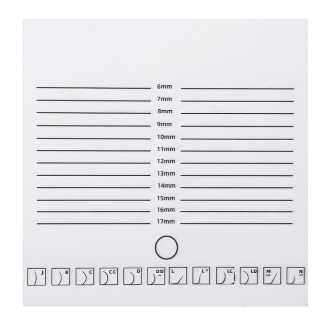 Placa de extensión de pestañas blanca de doble fila de 20 x 20 cm, resistente al desgaste, con escala para tiendas de pestañas.