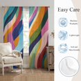 thumbnail image 5 of Colorful Striped Sheer Curtains 84 Inch Length 2 Panels Set, Modern Abstract Boho Waves Geometric Voile Window Treatment Rod Pocket Curtains Sheers Drapes for Bedroom/Living Room/Kitchen 52"x84"x2, 5 of 8