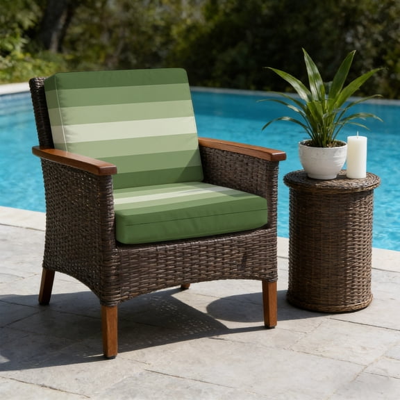 Sage Green Outdoor Cushion Covers, Ombre Stripe 4 Pack Waterproof Patio Seat Chair Cushion Covers Slipcover with Zipper for Outdoor Furniture 22x22in