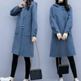 thumbnail image 5 of Aboser Womens Elegant Peacoats with Hood Trendy Double Breasted Long Jackets Dressy Casual Lapel Collar Woolen Coats Business Work Outerwear Ladies Jacket Coat Blue S, 5 of 9