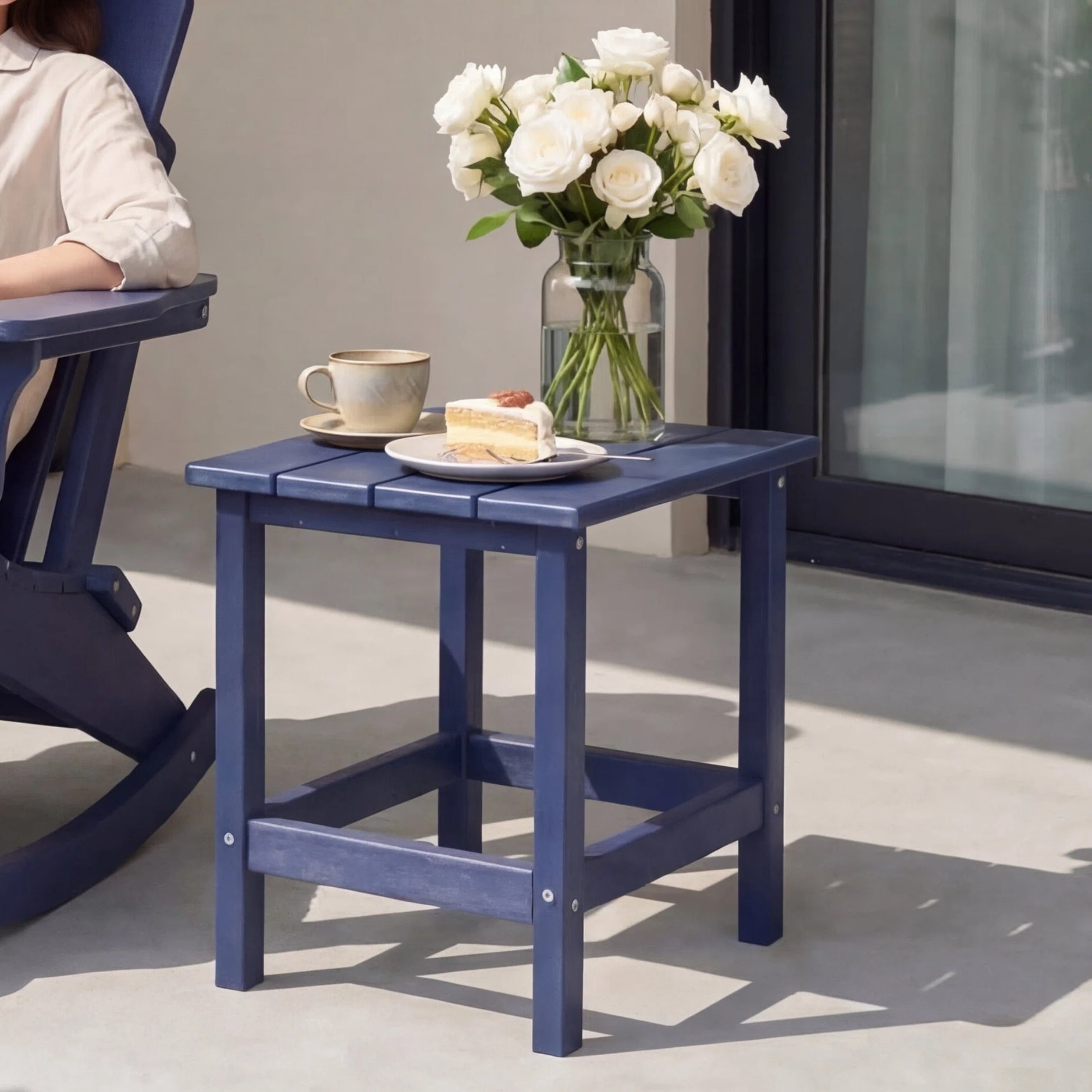 Outdoor Side Table, Patio Side Table, HDPE End Tables for Backyard Pool Porch Garden Lawn