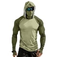 thumbnail image 3 of Trgacdwlo S-4XL Color Block Mens UPF 50+ Sun Protection Hoodie Raglan Long Sleeve Thumb Hole Mens Rash Guard with Face Mask Mens Fishing Shirts, 3 of 10
