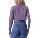thumbnail image 3 of CHAQUETA DE DENIM CORTA LAVADA CON BOTONES Y DESGASTE PARA MUJERES INSPIRADA EN CHIC, MORADO, TAMAÑO S, 3 of 6