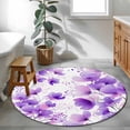 thumbnail image 3 of Purple Flowers Round Area Rug 3.3Ft Washable Circle Rugs for Dining Room Table, Spring Blooms Botanicals Watercolor Floral Non-Slip Carpet Floor Mats Indoor Outdoor Carpet Runner Aesthetic Home Decor, 3 of 8