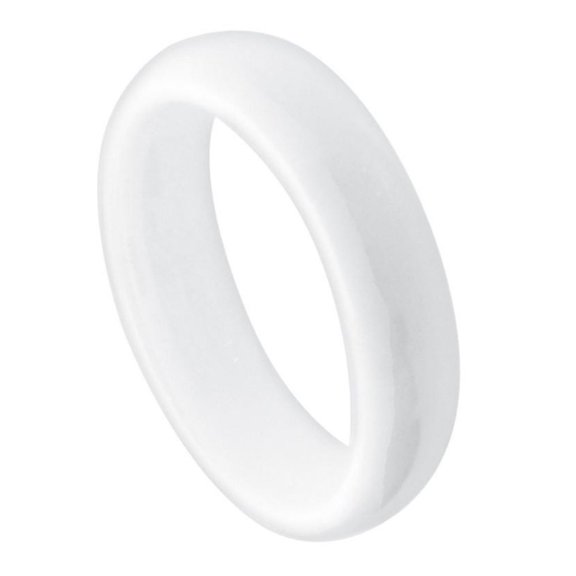 5mm White Ceramic Domed Ring High Polished EdgeWedding band Ring for Men and Ladies