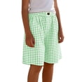 thumbnail image 2 of OGLCCG Girls Plaid Bermuda Shorts Knee Length Wide Leg Shorts with Pockets Loose Casual Elastic Waist Summer Shorts 4-14 Years, 2 of 7