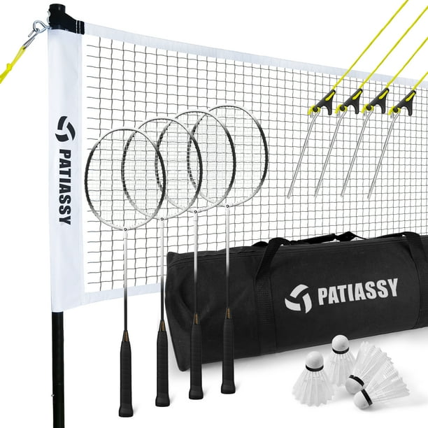 Patiassy Badminton Sets with Net, with 4 Carbon Aluminum Badminton