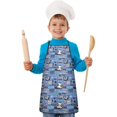 thumbnail image 2 of Blue Soccer Themed Pattern Kids Aprons for Girls and Boys,Adjustable Neck Strap Toddler Aprons for Kids Cooking Baking, 2 of 7