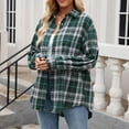 thumbnail image 3 of SHTXOZHI Women Plaid Shirts Long Sleeve Button Down Fall Casual Jacket Color Block Trendy Tops, 3 of 5