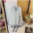 thumbnail image 3 of KOK-Preppy Backpack Smiley Face Cute Aesthetic Backpack with Plushies Double Layers Large Book Bags Laptop Backpack Supplies (Grey)-0516, 3 of 7