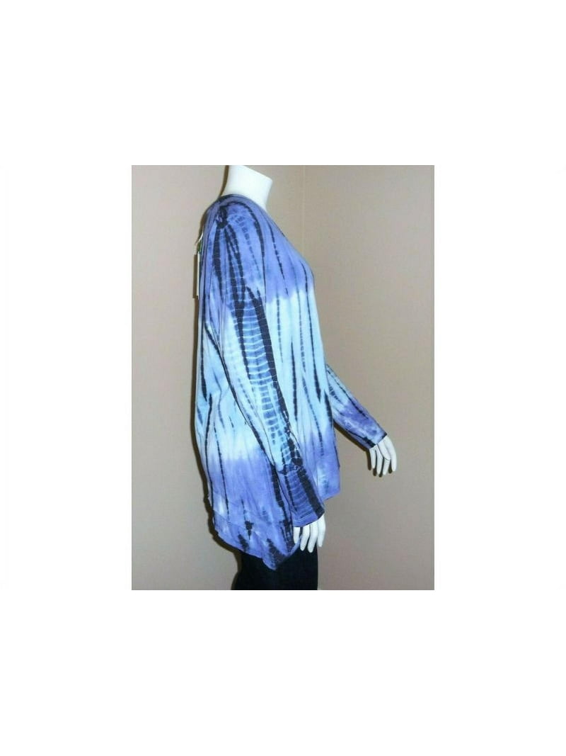 Green Tea Women's Soft Long Sleeve V-Neck Tie Dye Shirt