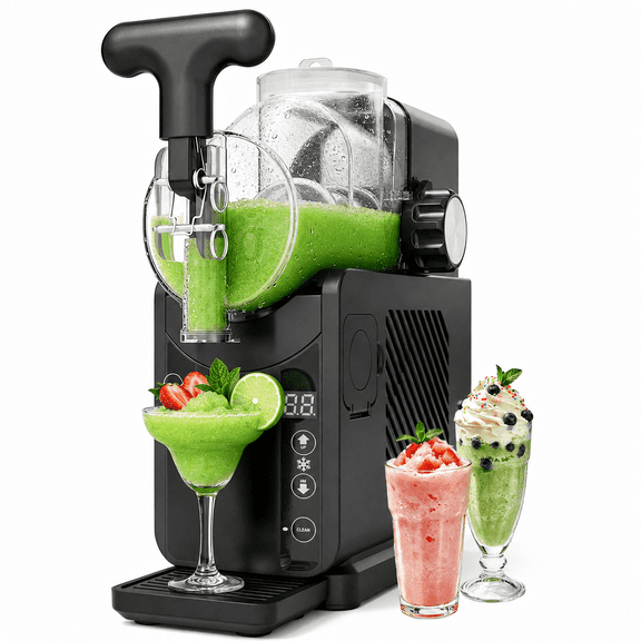 Friwest Slushy Machine with Compressor, No Ice Needed, 5 Preset Slush & Margarita Programs, Self Cleaning