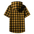 thumbnail image 4 of Xyant Boys Girls Short Sleeve Button-up Shirt with Hood Unisex Kids Cotton Plaid Hoodie Flannel Fall Shirts (Yellow,8-9 Years), 4 of 5