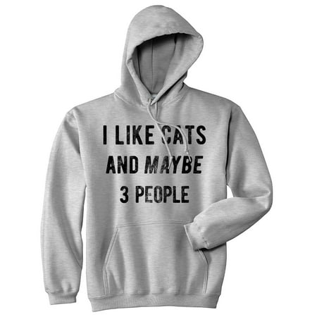 I Like Cats And Maybe 3 People Hoodie Funny Cat Saying Animal Lover  Sweatshirt (Heather Grey) - 3XL | Walmart Canada