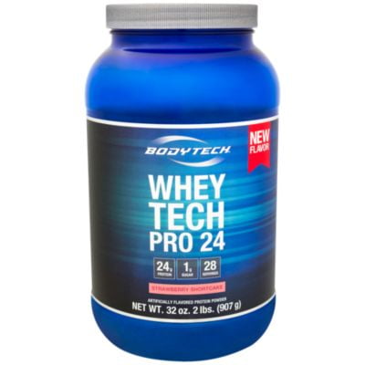 Pro Complex Strawberry - BodyTech Whey Tech Pro 24 Protein Powder Protein Enzyme Blend with BCAA's to Fuel Muscle Growth Recovery, Ideal for PostWorkout Muscle Building Strawberry Shortcake (2 Pound)