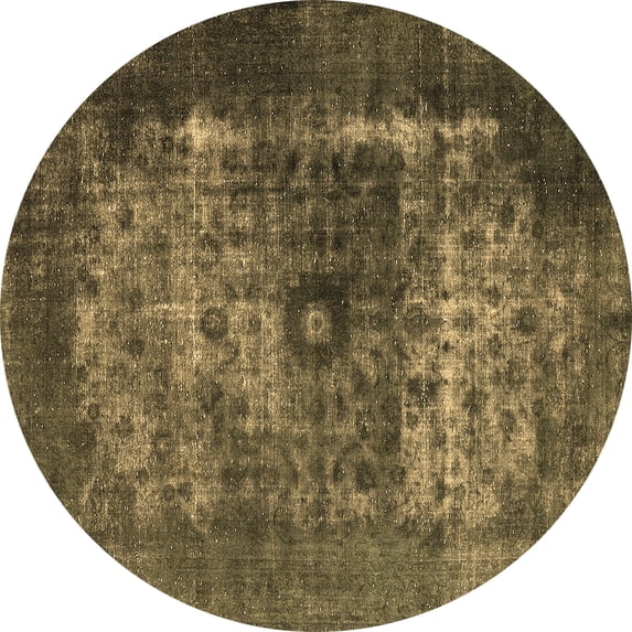 Ahgly Company Indoor Round Oriental Brown Industrial Area Rugs, 7' Round