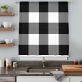 thumbnail image 4 of Black White Plaid Semi Sheer Curtains Drapes for Living Room,Bedroom,French Doors Window 108 Inches Long,Farmhouse Modern Abstract Art Buffalo Rod Pocket Chiffon Curtain Drapery Voile Draperies Panel, 4 of 8