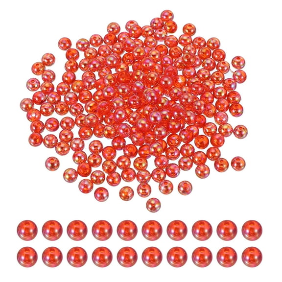 Uxcell 8mm Fishing Beads, 200 Pcs Acrylic Holographic Beads Round Fishing Bait Eggs Rig Bead Tackle Lures Accessory for Fishing Rigs Baits Lures, Red