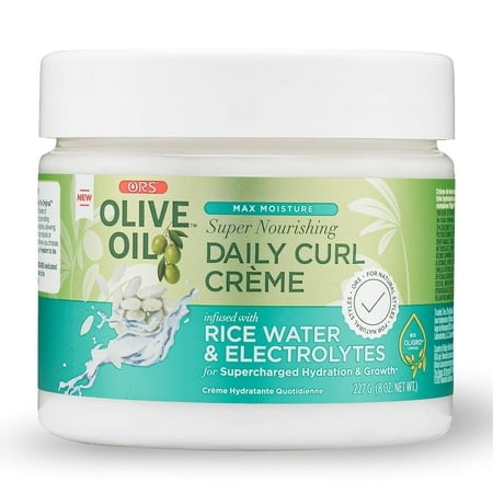 Olive Oil Max Moisture Super Nourishing Daily Curl Crme Infused With Rice Water & Electrolytes For Supercharged Hydration & Growth (8.0 Oz)