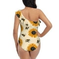 thumbnail image 5 of Sikiie Sunflowers And Bee Print Women One Piece Swimsuits Tummy Control One Shoulder Bathing Suits Ruffle Swimwear, From S to XXL-XX-Large, 5 of 6