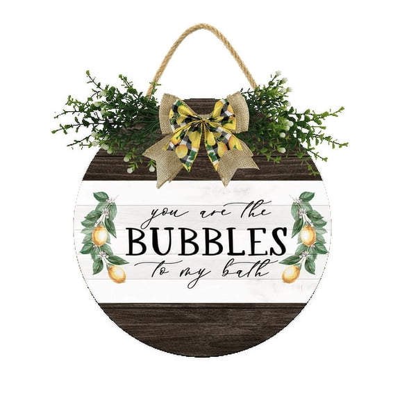 Eveokoki You Are The Bubbles To My Bath Signs Decor - 11" Round Farmhouse Bathroom Wall Decor Art, Apartment Decor Accessories, Wooden Door Hanging Sign for Guest, Half Bath or Restroom