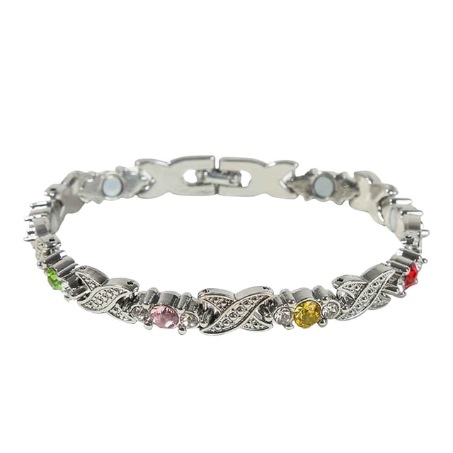 Fiudx Pulsera Magnética de Circonitas para Parejas, Magnetoterapia para Mejorar La Salud, Accesorio de Moda con Diseño Elegante, Alivio Del Dolor, Uso Diario para Mujer, Potencia de 3500 Gauss.