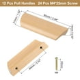 thumbnail image 2 of Uxcell 12 Pack Beech Wood 2.52" Hole Spacing Cabinets Drawer Pulls Handles with Screws, 2 of 6