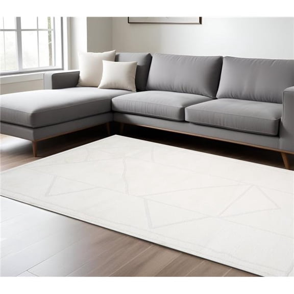 HomeRoots 571025 8 x 10 ft. Ivory & Off White Geometric Rectangle Area Rug